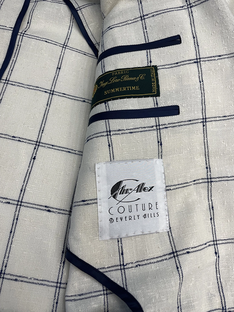 Mr. Alex Couture Beverly Hills label inside a self-lined summer jacket